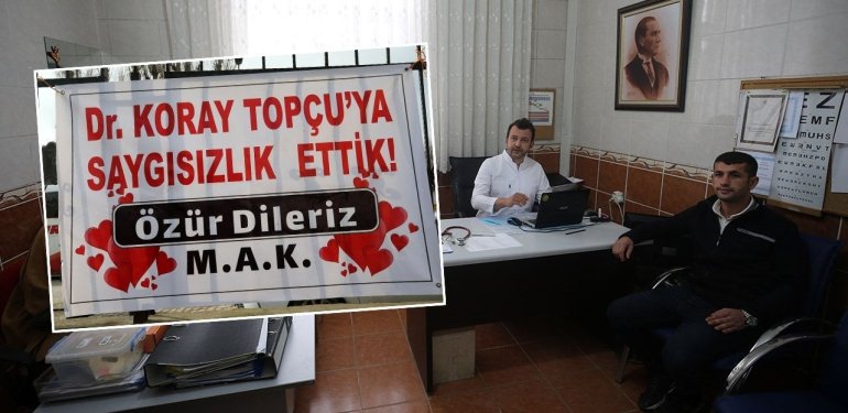 Tüm magandalara örnek olsun! Tartıştıkları doktordan ‘pankartla’ özür dilediler