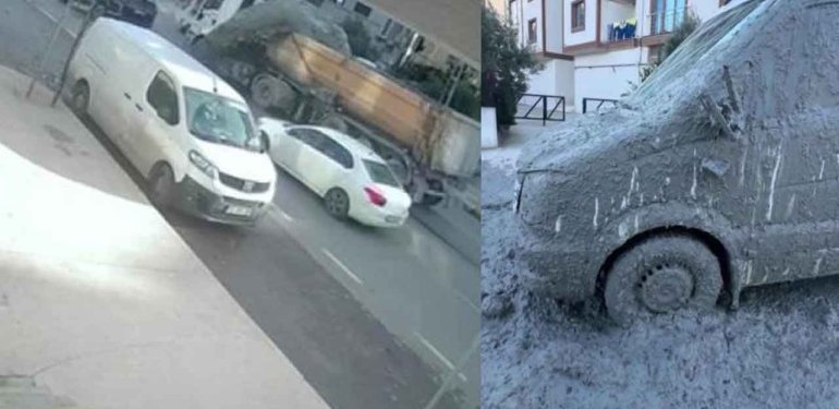 Pendik'te faciadan dönüldü! Hafriyat kamyonunun içindeki çimento araçlara devrildi