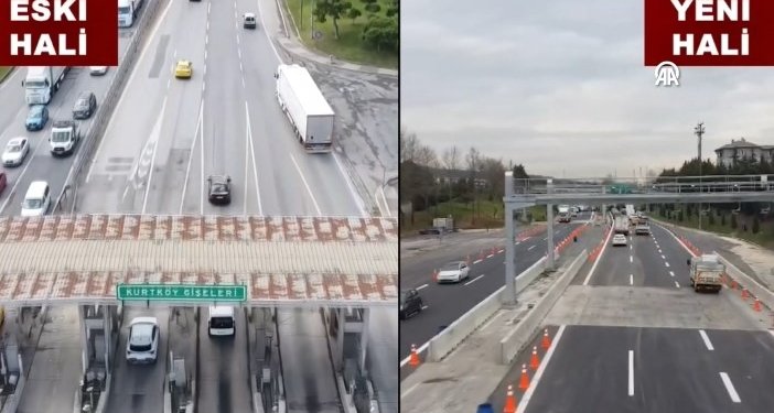 TEM’de yeni dönem: Kurtköy Gişeleri’nde gişe adaları ve kanopiler kaldırıldı