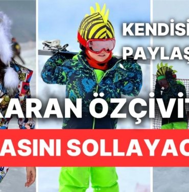 Karan Özçivit Babasını Sollayacak: Fahriye Evcen ve Burak Özçivit’in Oğlundan Kayak Şov!