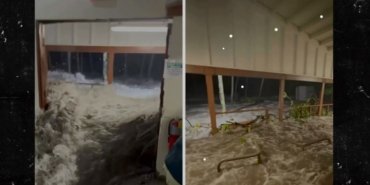 ABD üssünü dev dalgalar vurdu