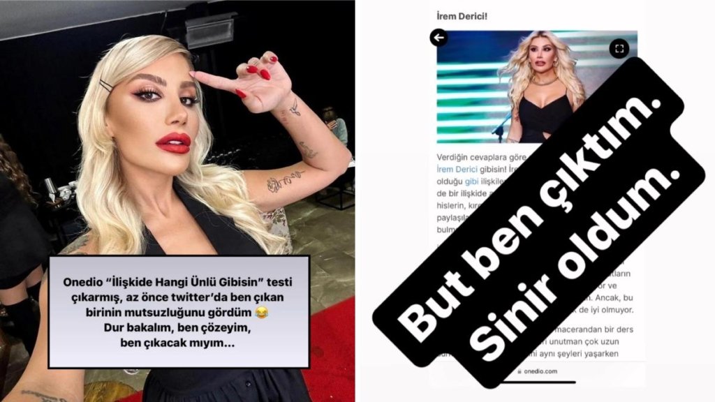 İrem Derici Onedio’nun “İlişkide Hangi Ünlü Gibisin?” Testinde Kendisi Çıkınca Biraz Sinirlendi!