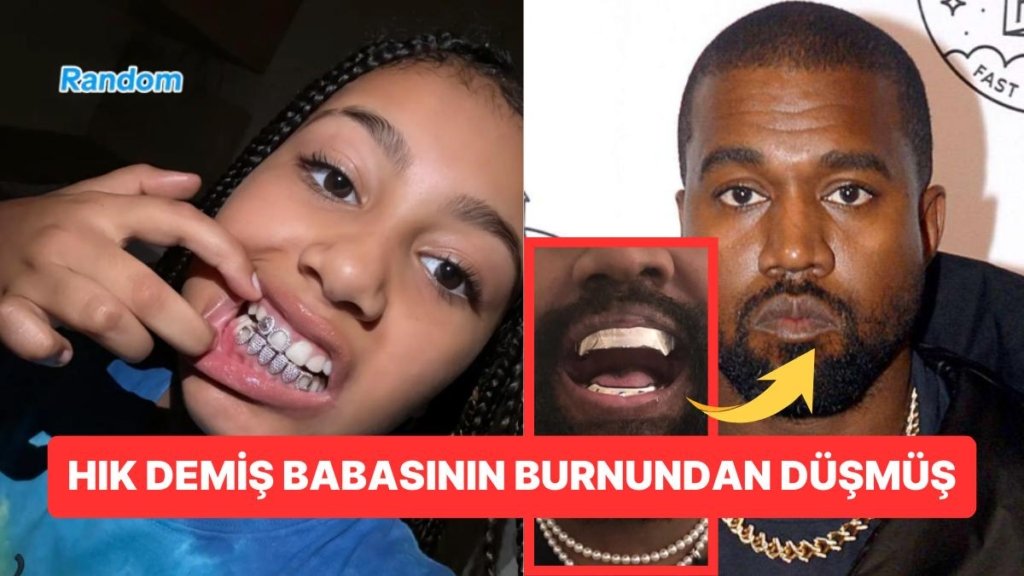 Moda Konusunda Kanye West’in İzinden Giden North West Babası Gibi Pırlanta Kaplı Dişleri ile Hava Attı