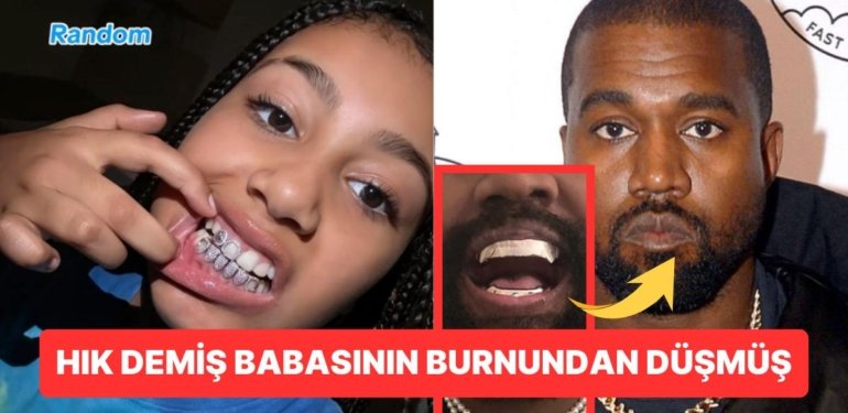 Moda Konusunda Kanye West’in İzinden Giden North West Babası Gibi Pırlanta Kaplı Dişleri ile Hava Attı