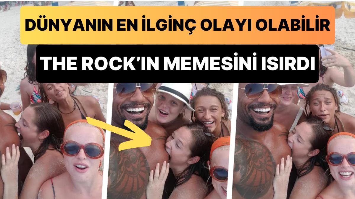 Sahilde Karşılaştıkları Dwayne Johnson ile Selfie Yaparken Ünlü Oyuncunun Memesini Isıran Kadın