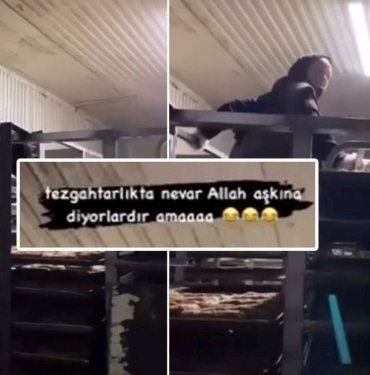 Fırında tepki çeken görüntü! Tezgahtar kurabiyelerin üzerinde gezdi