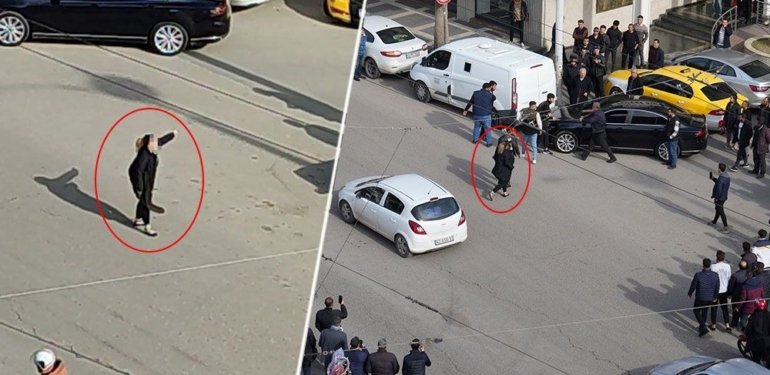 Şanlıurfa’da cadde ortasında satırlı gerginlik kamerada