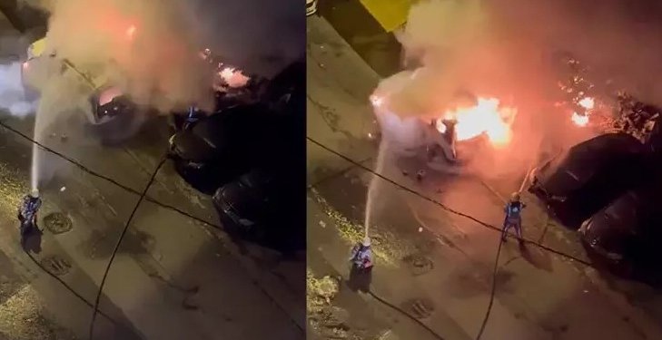 Şişli’de barakada başlayan yangın park halindeki araca sıçradı