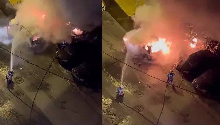 Şişli’de barakada başlayan yangın park halindeki araca sıçradı