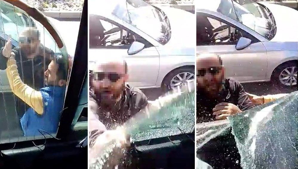 Trafikte maganda terörü: Otobüsün camını yumruk atarak patlattı