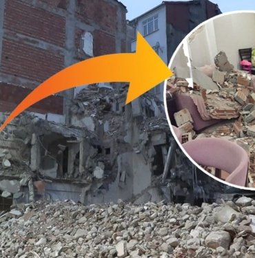 Güngören’de yıkım: Yan binanın duvarı hasar gördü, dairenin içi molozla doldu
