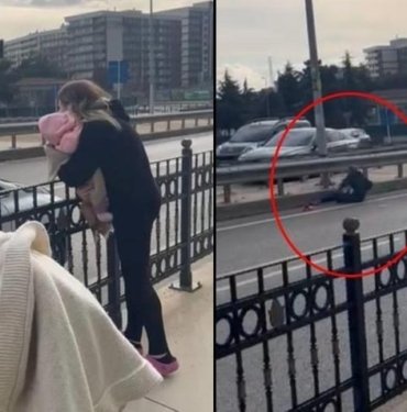 Trafikte kadına şiddet: Eşini yerde böyle sürükledi