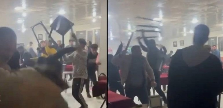 Çay ocağında sandalyeler ve ıstakalar havada uçuştu