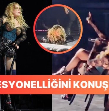 Konserinde Yere Kapaklanan Madonna Yürekleri Ağza Getirdikten Sonra Profesyonelliğini Bir Kez Daha Kanıtladı