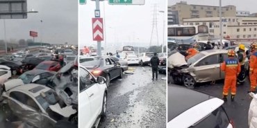 Otoyolda buzlanma kazası: Onlarca araç birbirine girdi