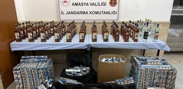 Amasya’da sahte içki ve kaçak sigara operasyonu