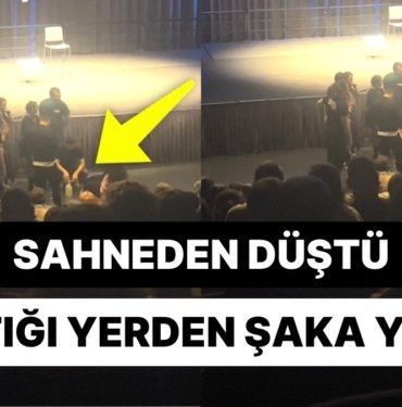 Az Kalsın Son Şakası Olacaktı: Gösteride Sahneden Düşen Özgür Turhan Yattığı Yerden Şaka Yapmaya Devam Etti