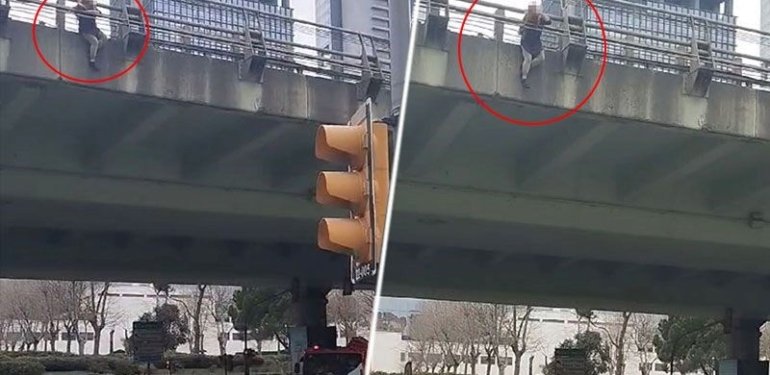 Şişli’de korku dolu anlar: Viyadükten aşağıya atladı