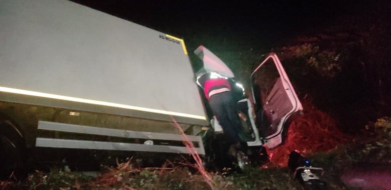 Kamyonet şarampole devrildi: 1 ağır yaralı