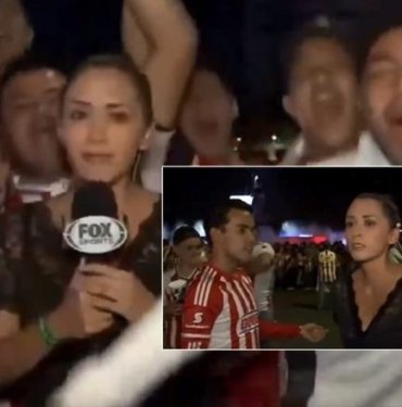 Canlı yayında taciz edilen kadın muhabir, elindeki mikrofonla saldırmaya başladı!