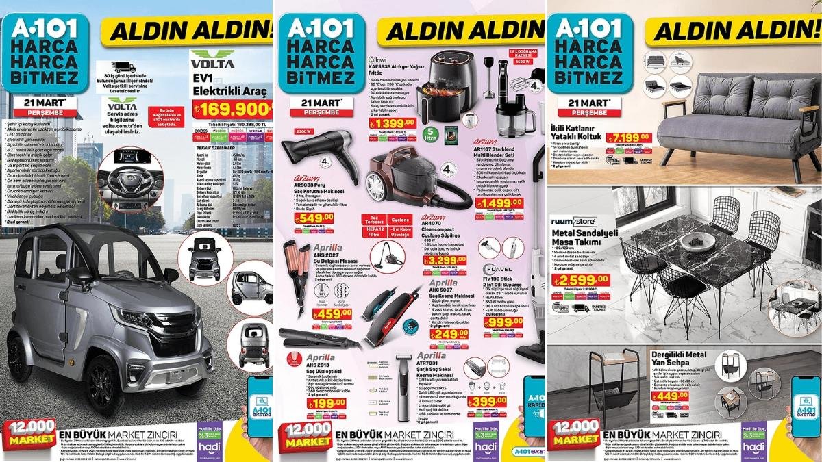 A101’e Elektrikli Araç Geliyor! 21 Mart 2024 A101 Aldın Aldın Kataloğu