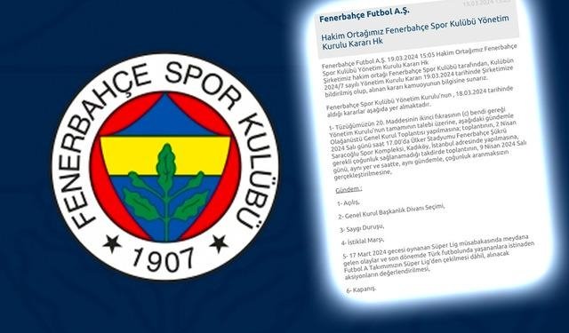 Fenerbahçe, ligden çekilme kararının görüşüleceği tarihi genel kurulu KAP