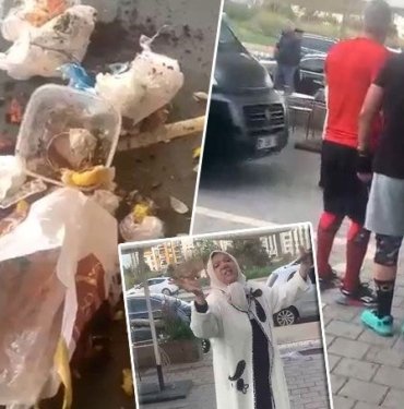 “Ramazanda edepsizlik yapmayın” diyerek salonun önüne çöp döktüler