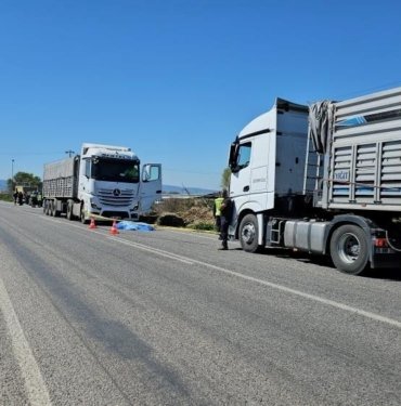 Arızalanan araçtan indi, TIR çarptı