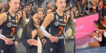 Türk voleybolunun parlayan yıldızı Hande Baladın, galibiyet sonrası gözyaşlarını tutamadı
