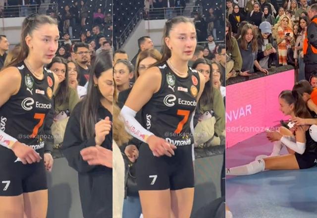 Türk voleybolunun parlayan yıldızı Hande Baladın, galibiyet sonrası gözyaşlarını tutamadı
