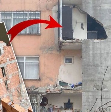 Riskli bina yıkılırken komşunun mutfak duvarı da yıkıldı