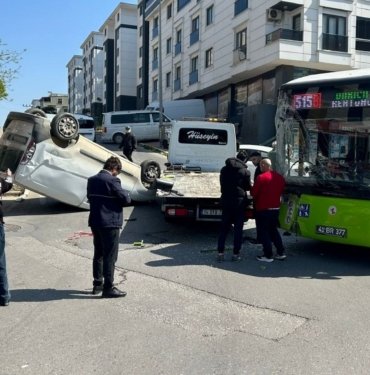 Virajı hızlı önünde aracı düşürdü