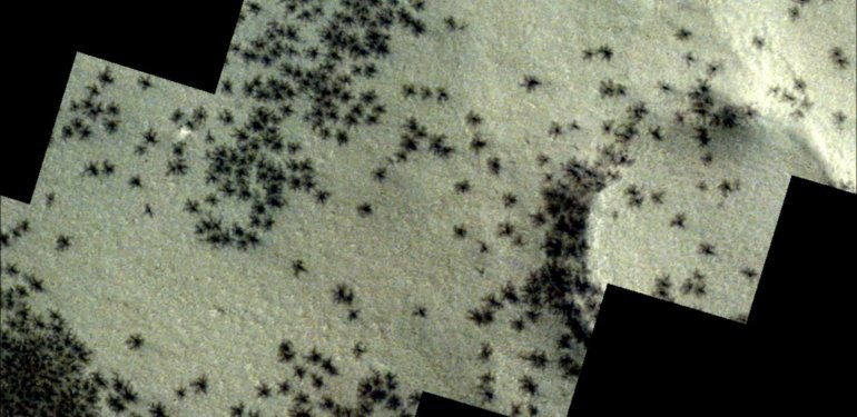 Mars zemininde, örümceğe benzeyen madde toplulukları gözlemlendi