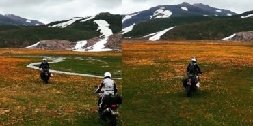 Tepki çeken görüntü: Endemik çiçekleri motosikletle ezdiler