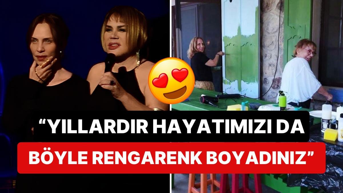 Sertab Erener Sezen Aksu ile Kolları Sıvayıp Boya Badanaya Giriştiği Anların Altına “Bu Aralar Böyleyiz” Yazdı