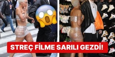 Streç Filme Sarılı Şekilde Sokalarda Gezen Doja Cat Akıllara Hemen Kanye West’in Eşi Bianca Censori’yi Getirdi
