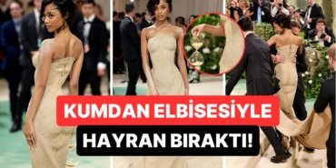 Met Gala’da Kumdan Elbise Giyerek Çıtayı Arşa Çıkaran Tyla Merdivenleri Kucakta Çıkabildi