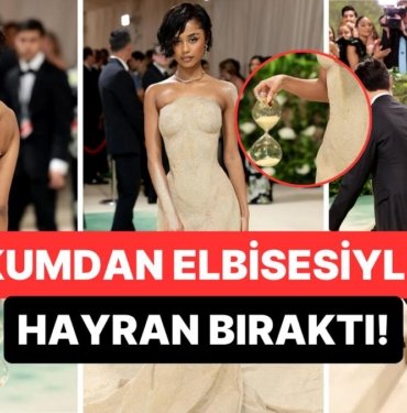 Met Gala’da Kumdan Elbise Giyerek Çıtayı Arşa Çıkaran Tyla Merdivenleri Kucakta Çıkabildi