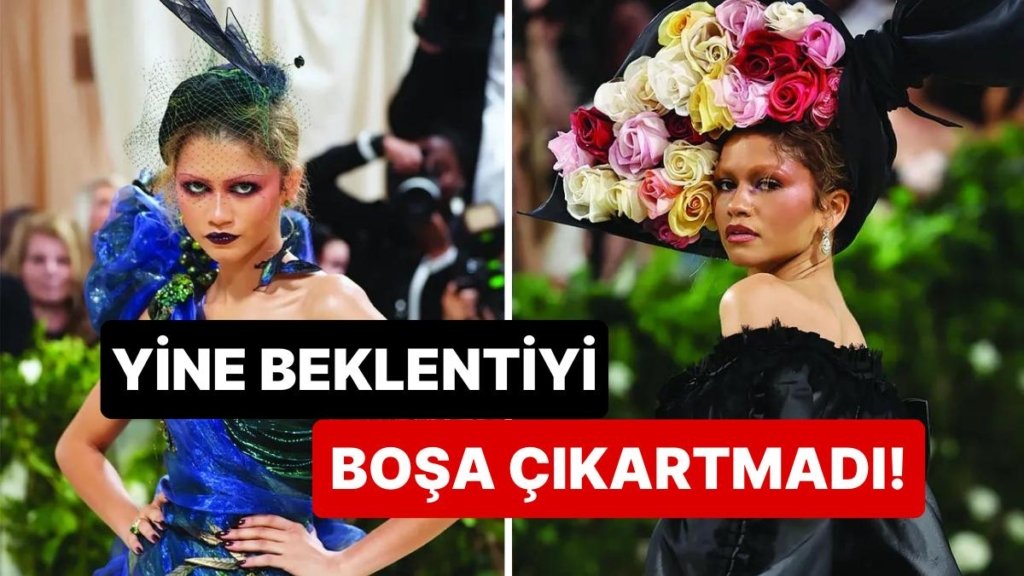 Met Gala’ya Her Sene Damgasını Vurmayı Başaran Zendaya Kafasındaki Çiçek Buketiyle Kırmızı Halıyı Kurtardı