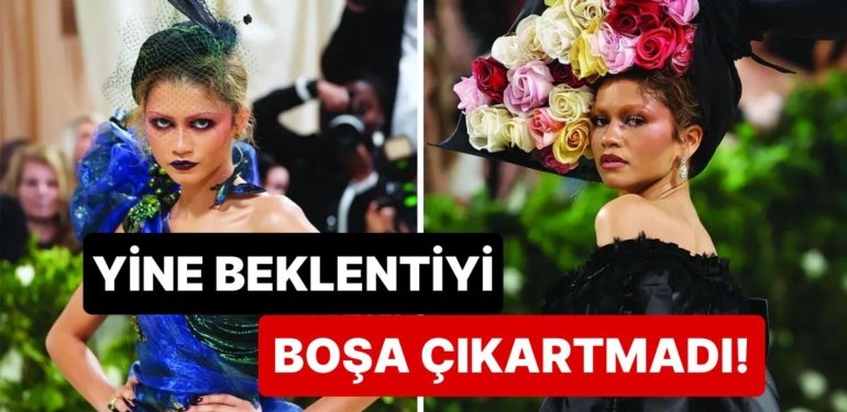 Met Gala’ya Her Sene Damgasını Vurmayı Başaran Zendaya Kafasındaki Çiçek Buketiyle Kırmızı Halıyı Kurtardı