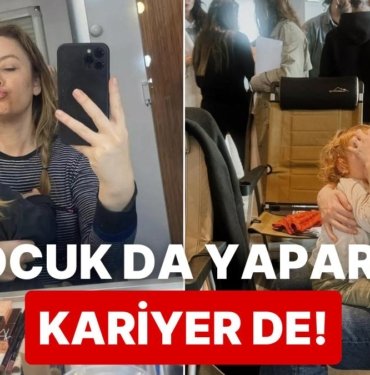 Çocuk da Yaparım Kariyer de Diyen Demet Evgar’ın Sette Kızı Mavi’yi Emzirdiği Pozlar Kalbimizi Sıcacık Yaptı