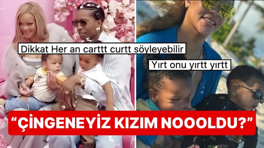 Evinin Kadını Rihanna’nın Oğulları Rza ve Riot Rose ile Verdiği Poza Yapılan Türlü Türlü Yorumlar Güldürdü