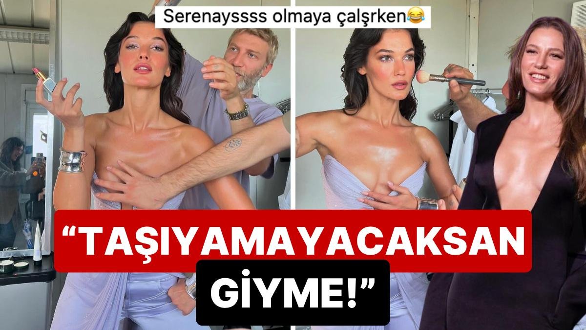 Elini Dekoltesinden Bir Türlü Çekemeyen Pınar Deniz’in Serenay Sarıkaya Tarzı Pozları Dillere Fena Düştü!