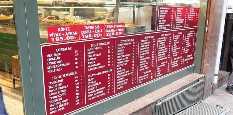 Menüye “TL” ibaresi koymayana ceza