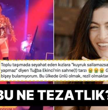 “Eğitim Seviyesi Karışık Toplumlarda Metroda Mini Etek Giyilmez” Diyen Tuğba Ekinci Sahneye Jartiyerle Çıktı!